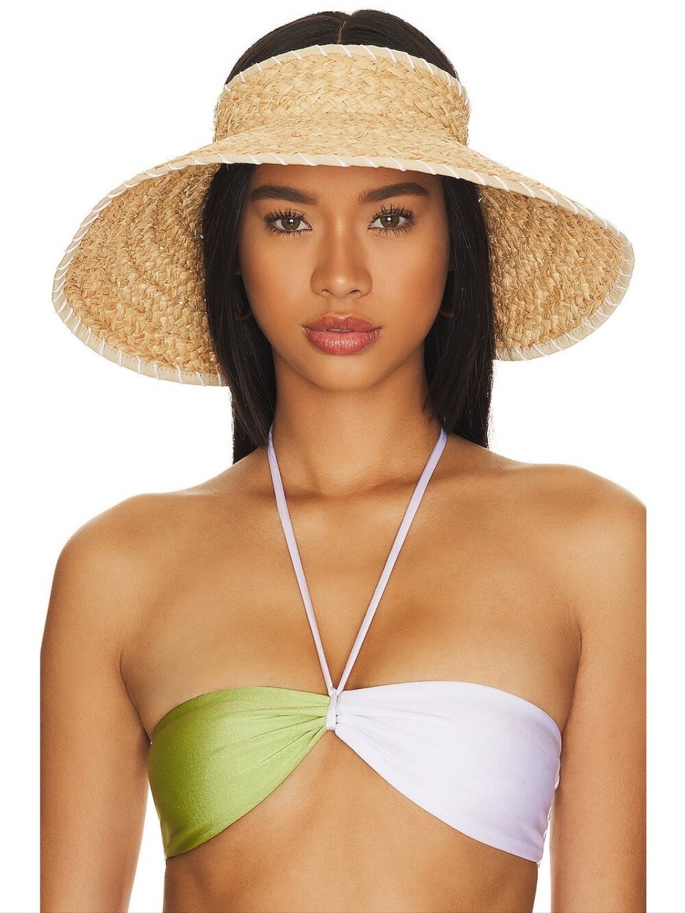L*SPACE Del Mar Straw Visor In Natural OS.